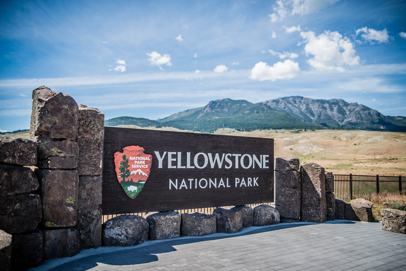 Yellowstone National Park sign.